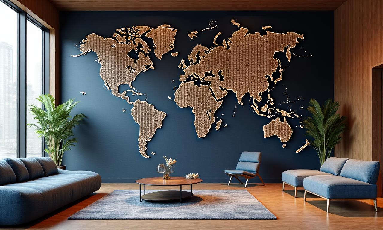 Bespoke interior design with cartographic details